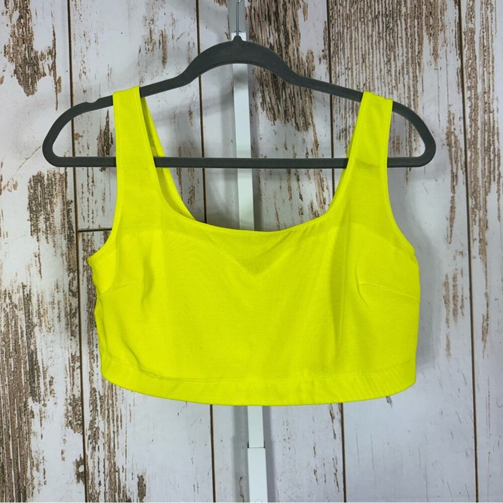 YITTY Neon Yellow Sports Bralette. Size 1X. Pristine condition! Sheer back.